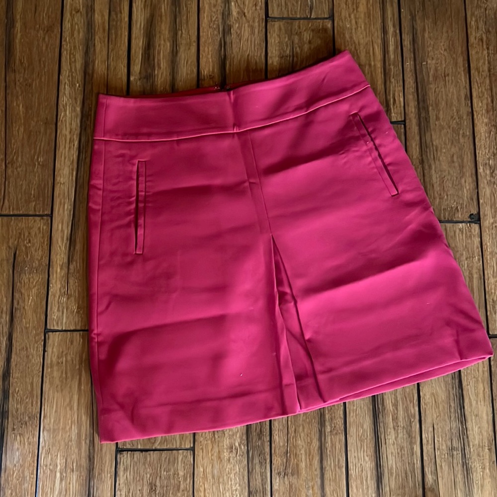 Cherry Red Loft Pleated Pencil Skirt